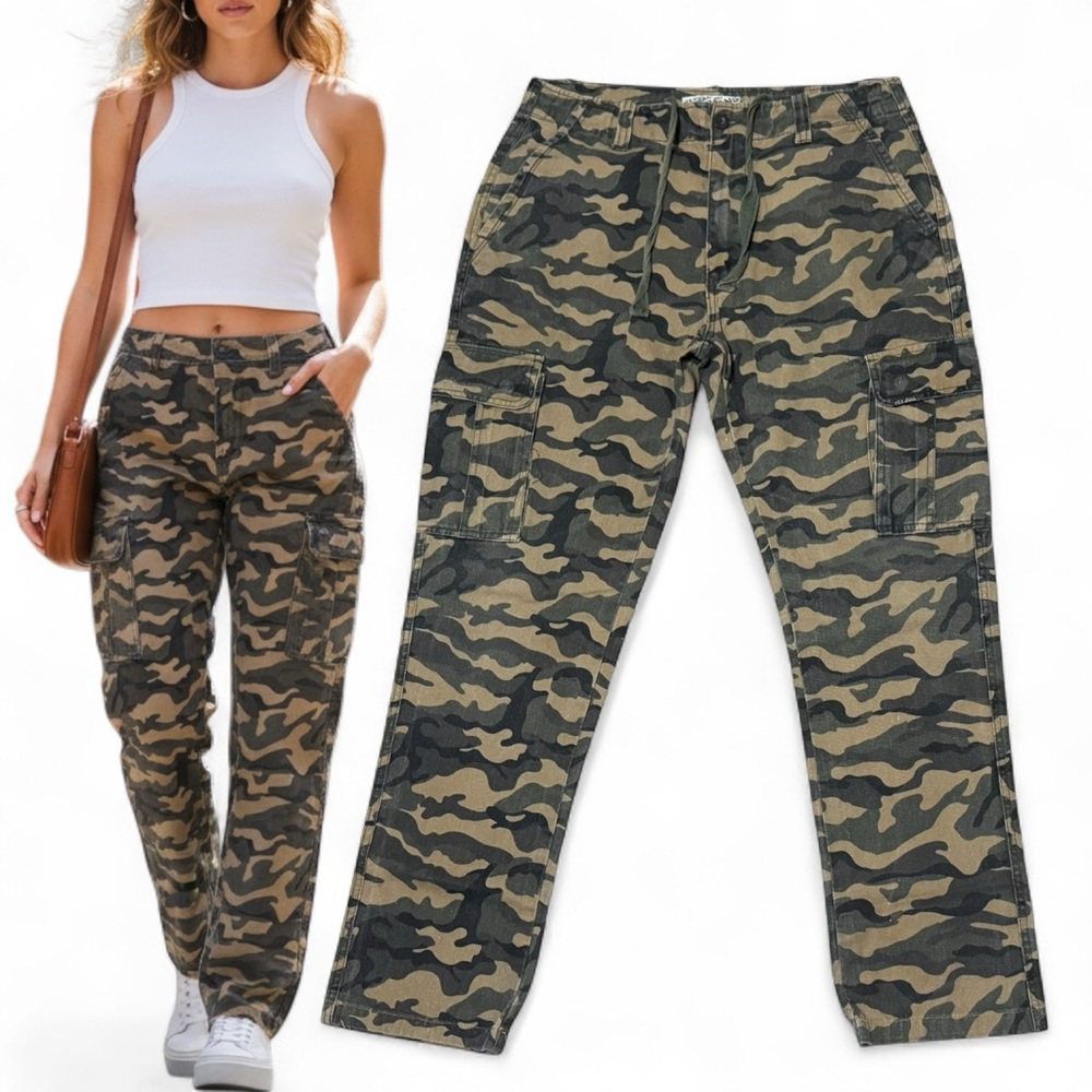 Victoria Secret VSX Y2K Camo 100% Cotton Utility Military Pants Sz 30 Cargo Army